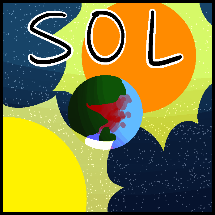 a square icon of an earth-like planet between two suns. SOL is written in big letters at the top.